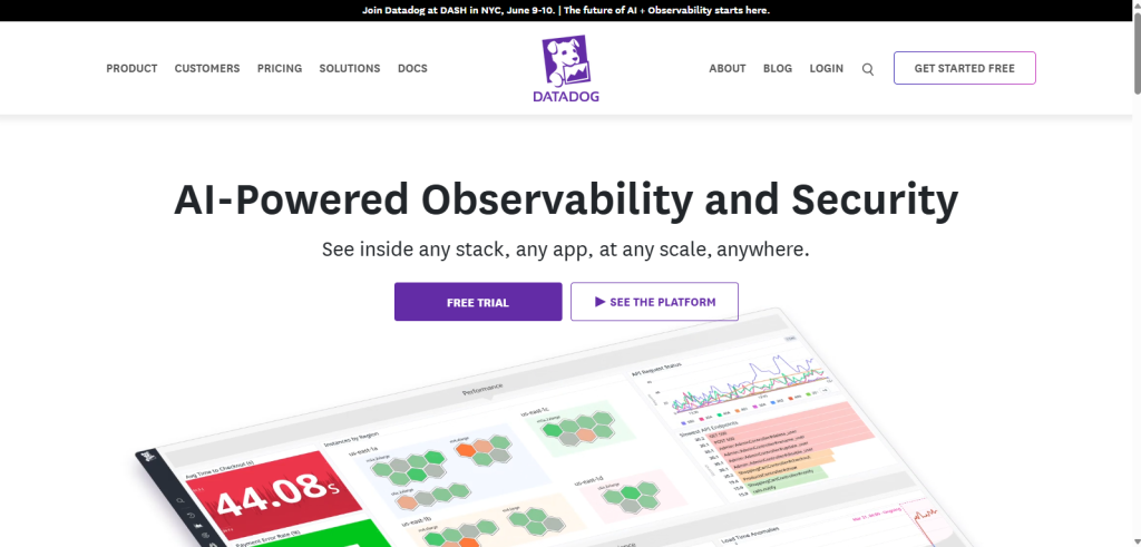 Datadog home Page screenshot