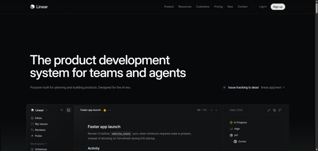 Linear Home Page screenshot